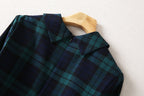 French Lapel Long Sleeve Plaid Waist Tight Large Swing Dress photo 7