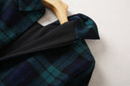 French Lapel Long Sleeve Plaid Waist Tight Large Swing Dress photo 8