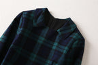 French Lapel Long Sleeve Plaid Waist Tight Large Swing Dress photo 9