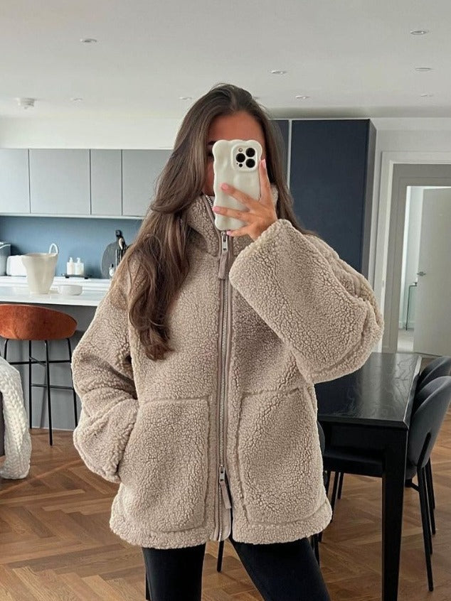 Lamb Wool Turtleneck Woolen Coat photo 3