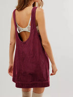 Round Neck Wide Strap Mini Dress Pockets (13)