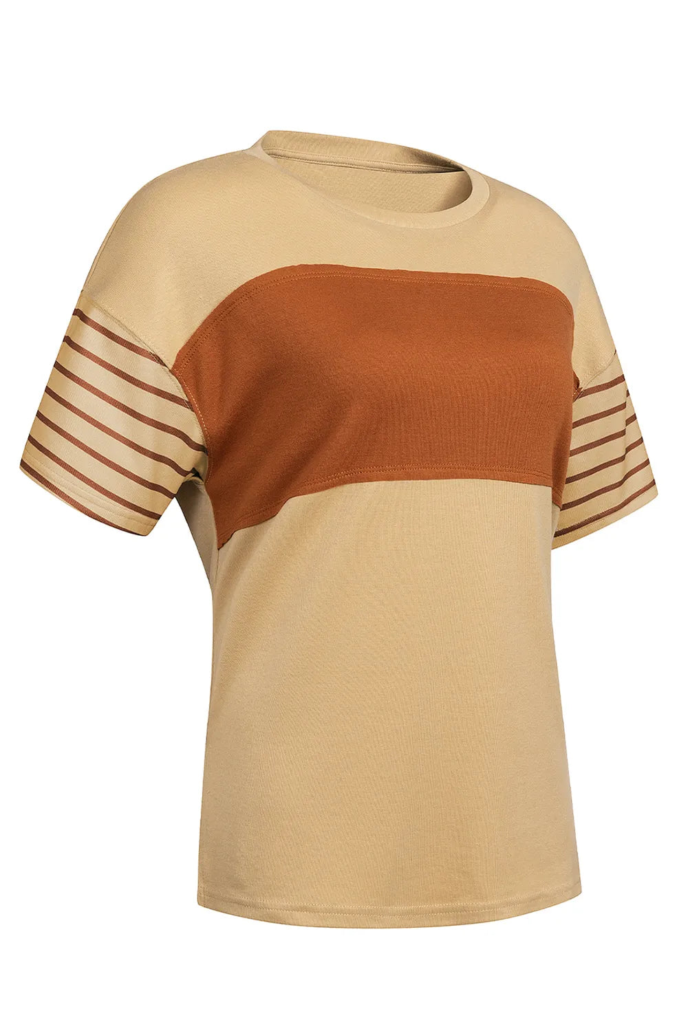 Striped Round Neck Short Sleeve T-shirt (11)
