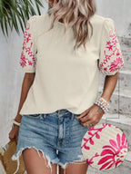 Embroidered Puff Sleeve Blouse (20)
