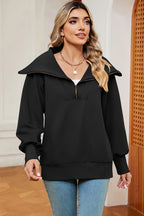 Half Zip Lantern Sleeve Sweatshirt (7)