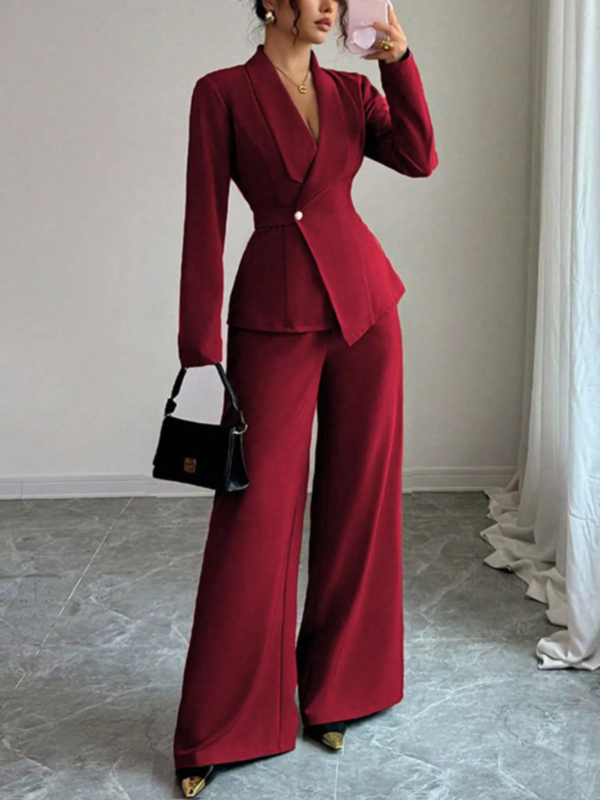 One Button Blazer Pants Set