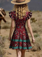 Ruffled V-neck Mini Dress (2)
