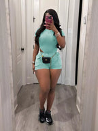 Ribbed Knit Bodysuit Shorts Set (21)