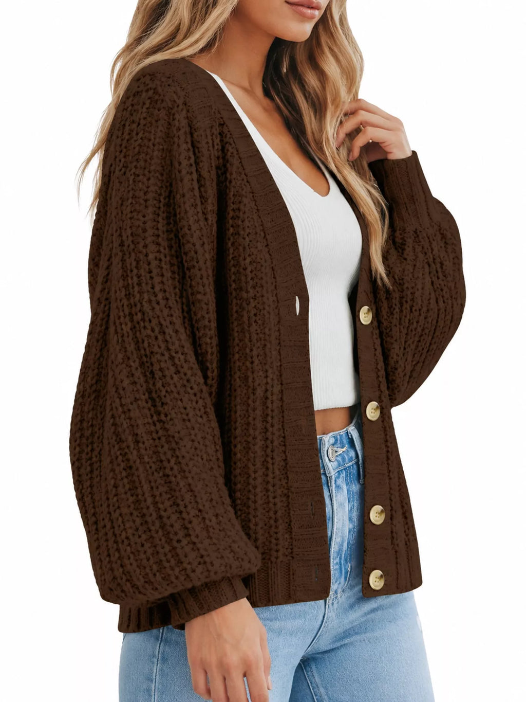 Full Size Chunky Knit Button-down Cardigan Plus (35)
