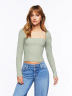 Ribbed Square Neck Long Sleeve Sweater (15)