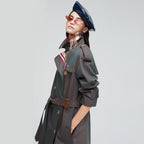 Stripes Double-breasted Trench Coat British Slim Waist photo 1