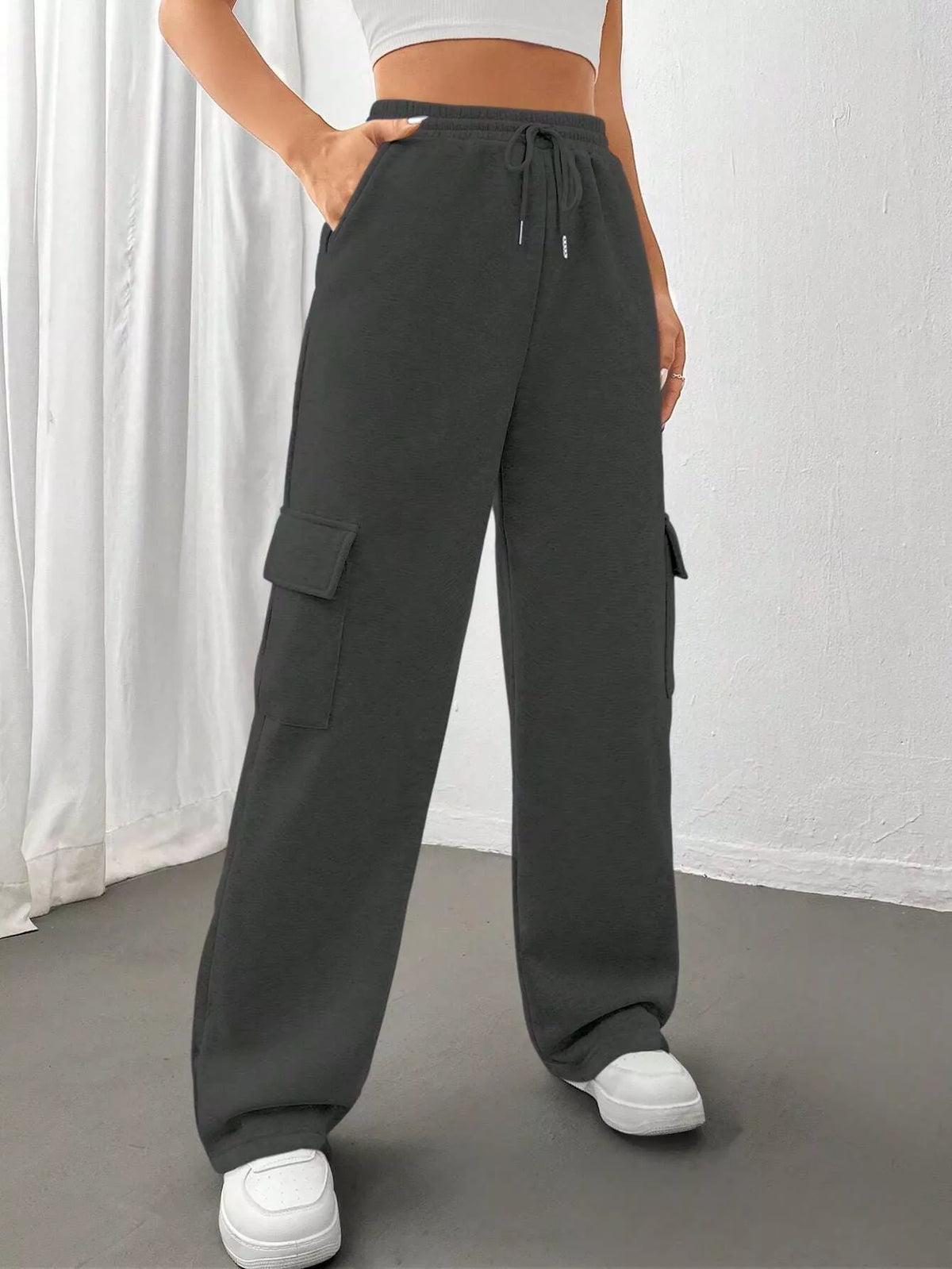 Relaxed Fit Pants Drawstring Waist (18)