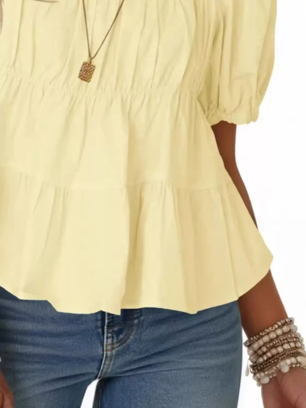 Ruched Tiered Puff Sleeve Blouse (12)