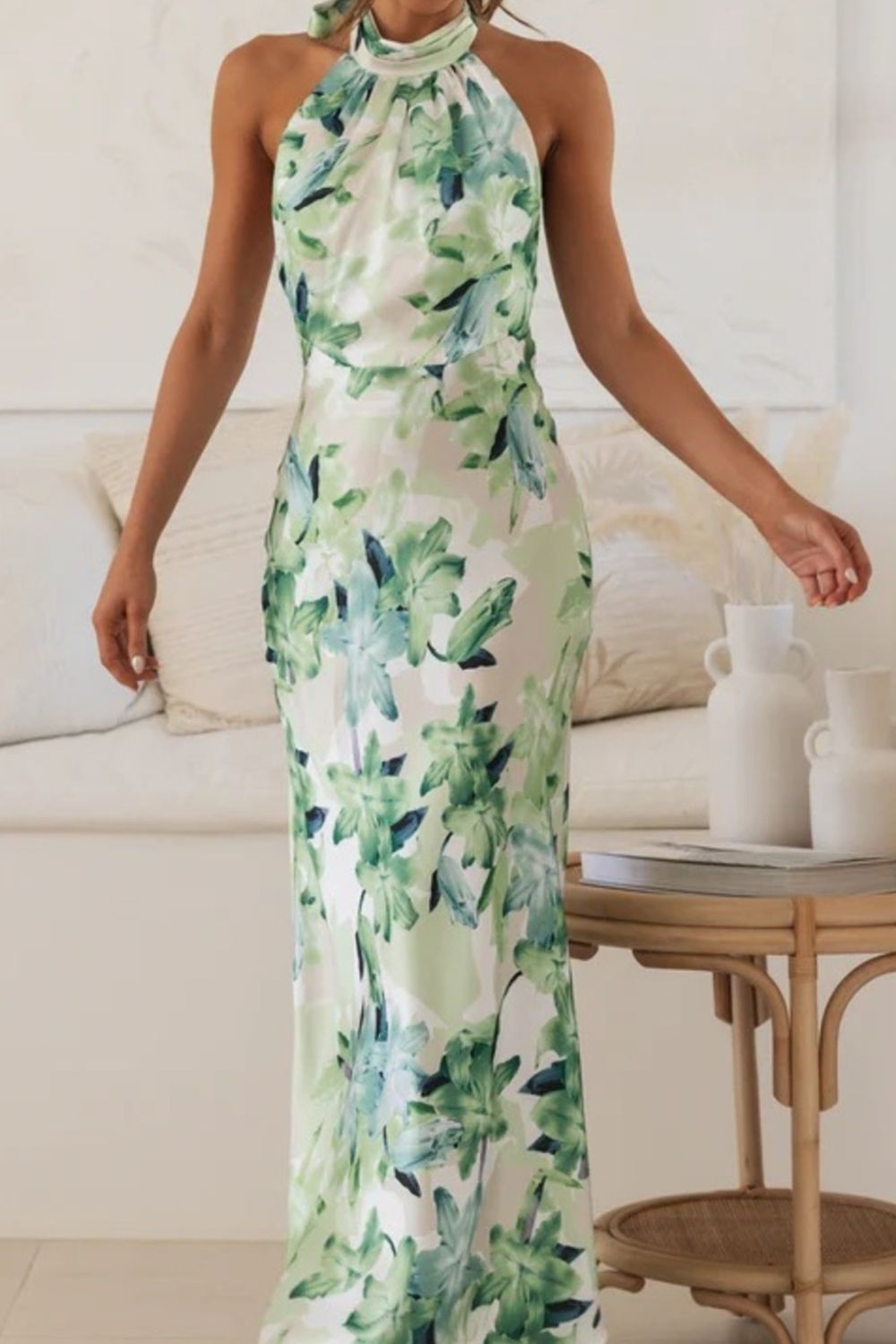 Floral Print Halter Neck Maxi Dress (14)