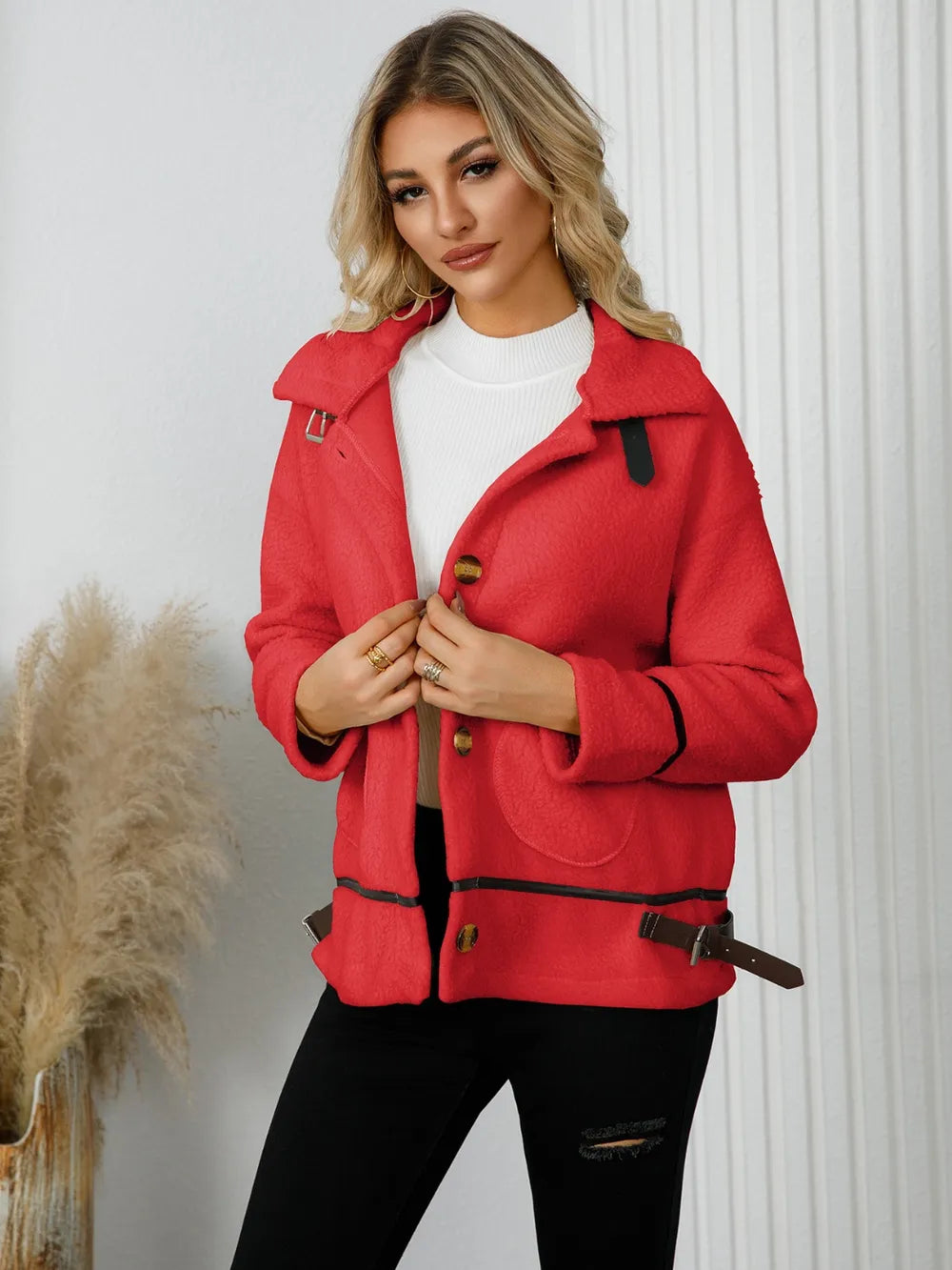 Pocketed Button Down Collared Neck Jacket (9)