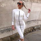 High Neck Long Sleeve Dress variant CJNSSYLY02475-white-L|CJNSSYLY02475-white-S|CJNSSYLY02475-white-M