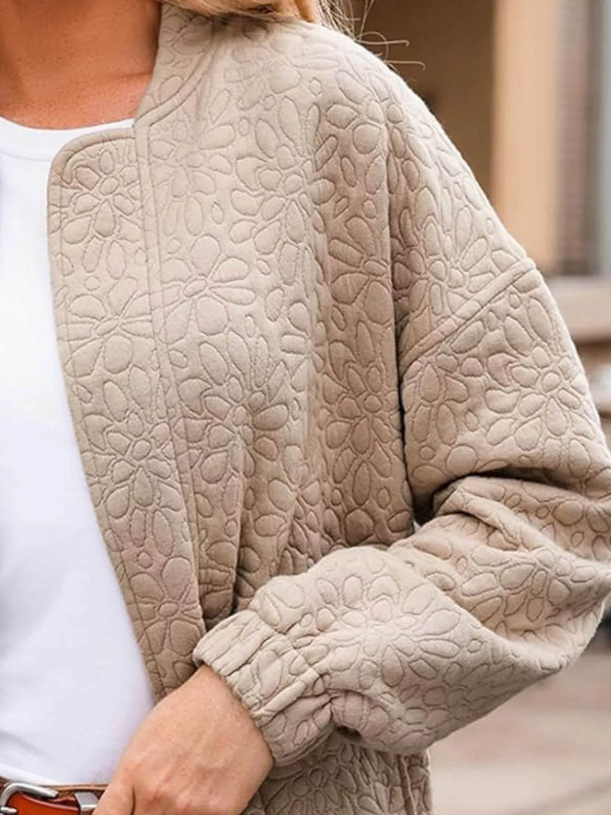 Full Size Floral Quilted Zip Up Jacket Plus (3)