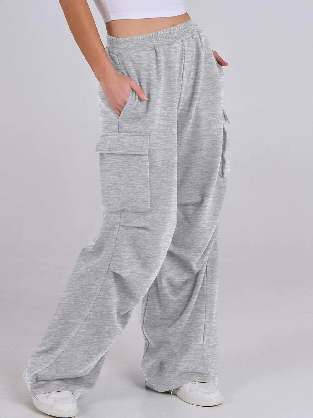 Elastic Waist Wide Leg Pants Pockets (13)