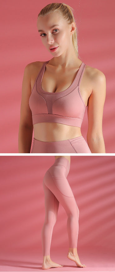 Sports Bra Shockproof Yoga Vest variant CJYDYDYD00748-Pink set-S