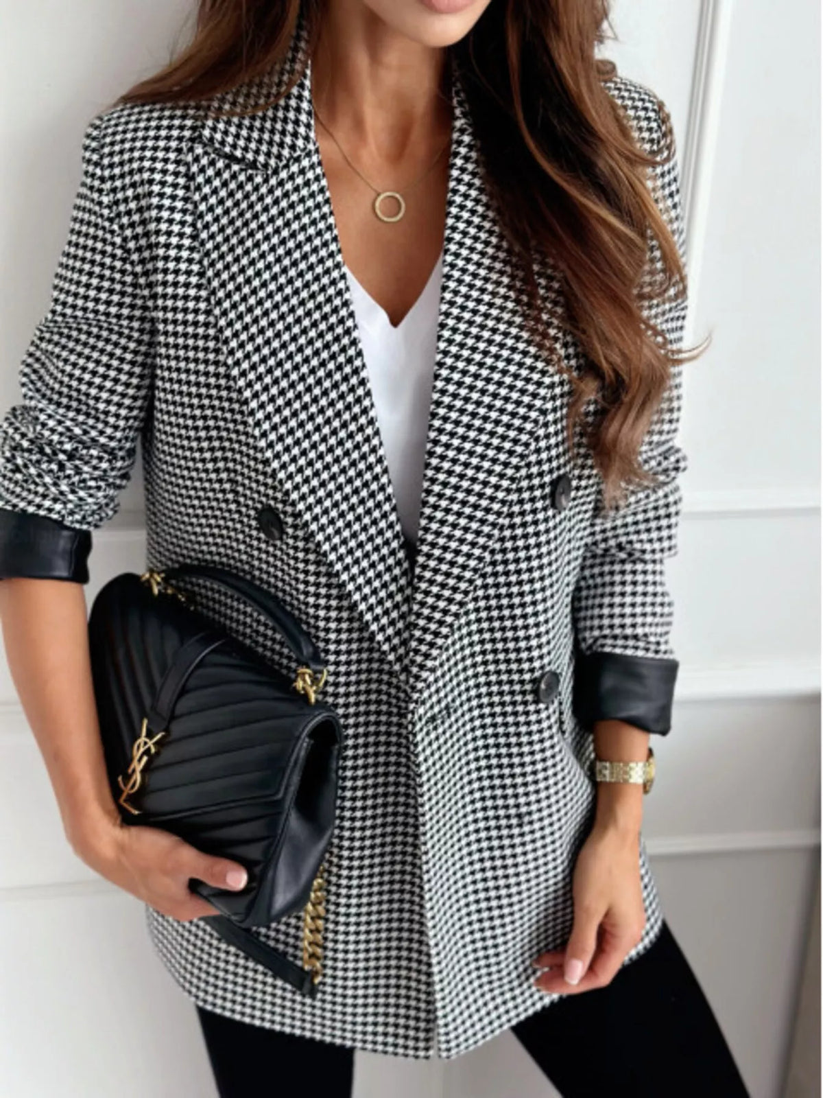 Lapel Collar Long Sleeve Blazer (9)