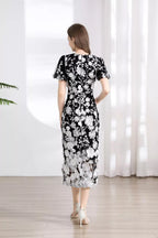 Floral Embroidered Puff Sleeve Midi Dress (27)