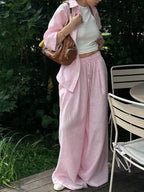 Button Up Shirt Drawstring Pants Set (10)
