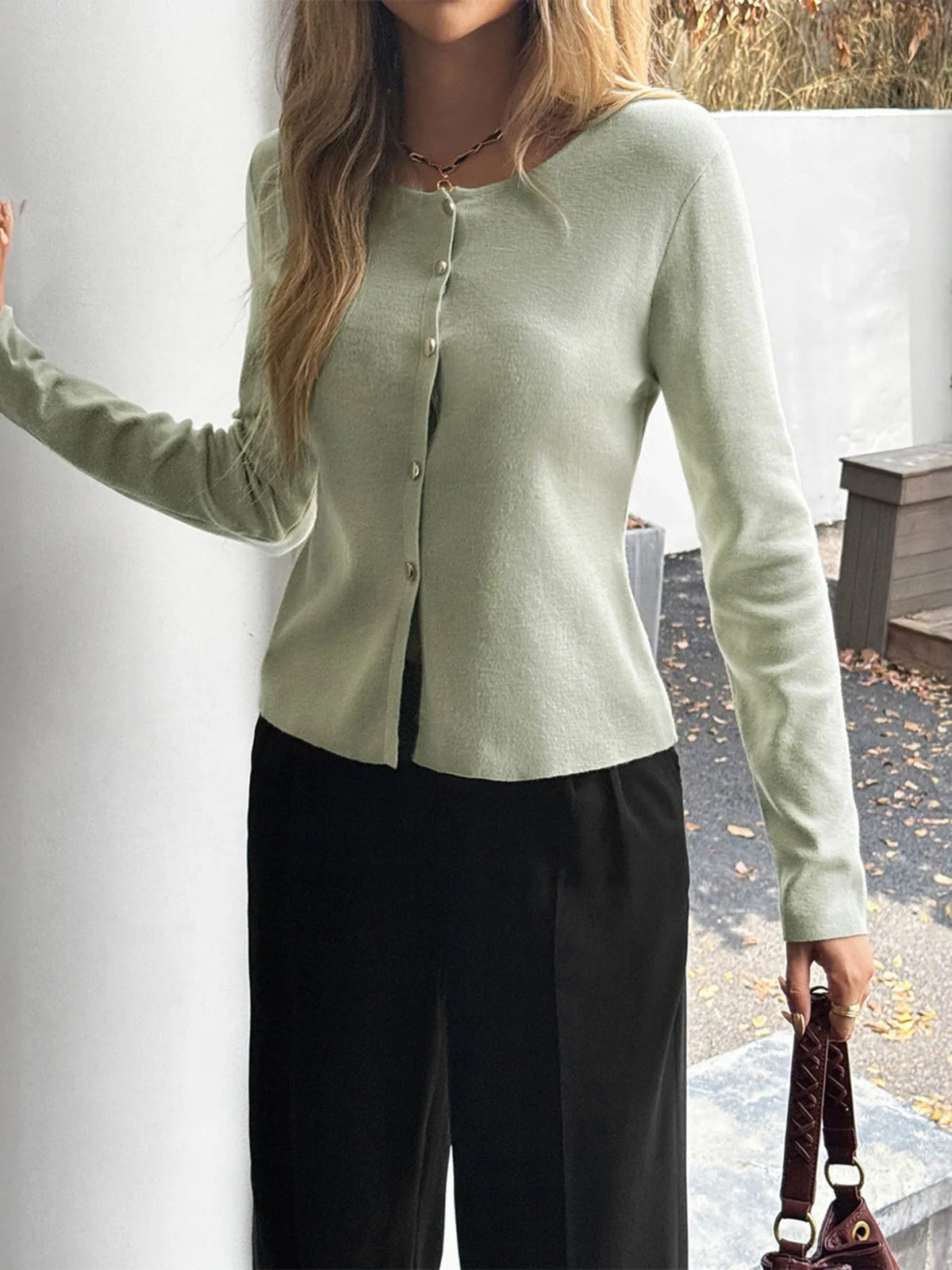 Button-up Long Sleeve Knit Cardigan (14)