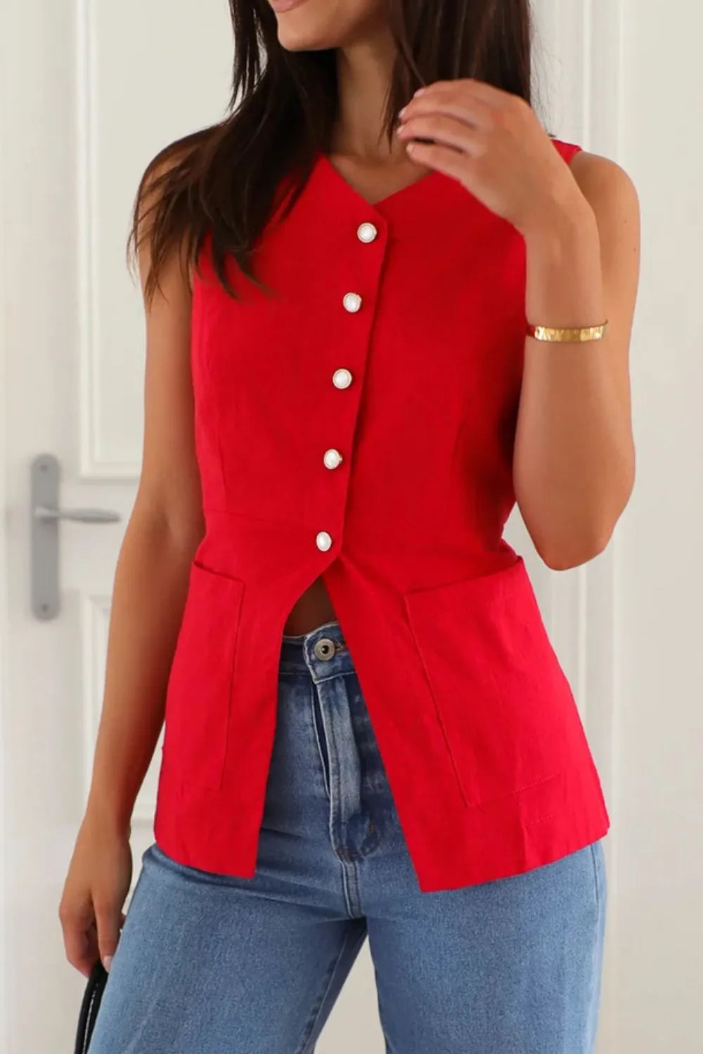 Button Down V-neck Vest (20)