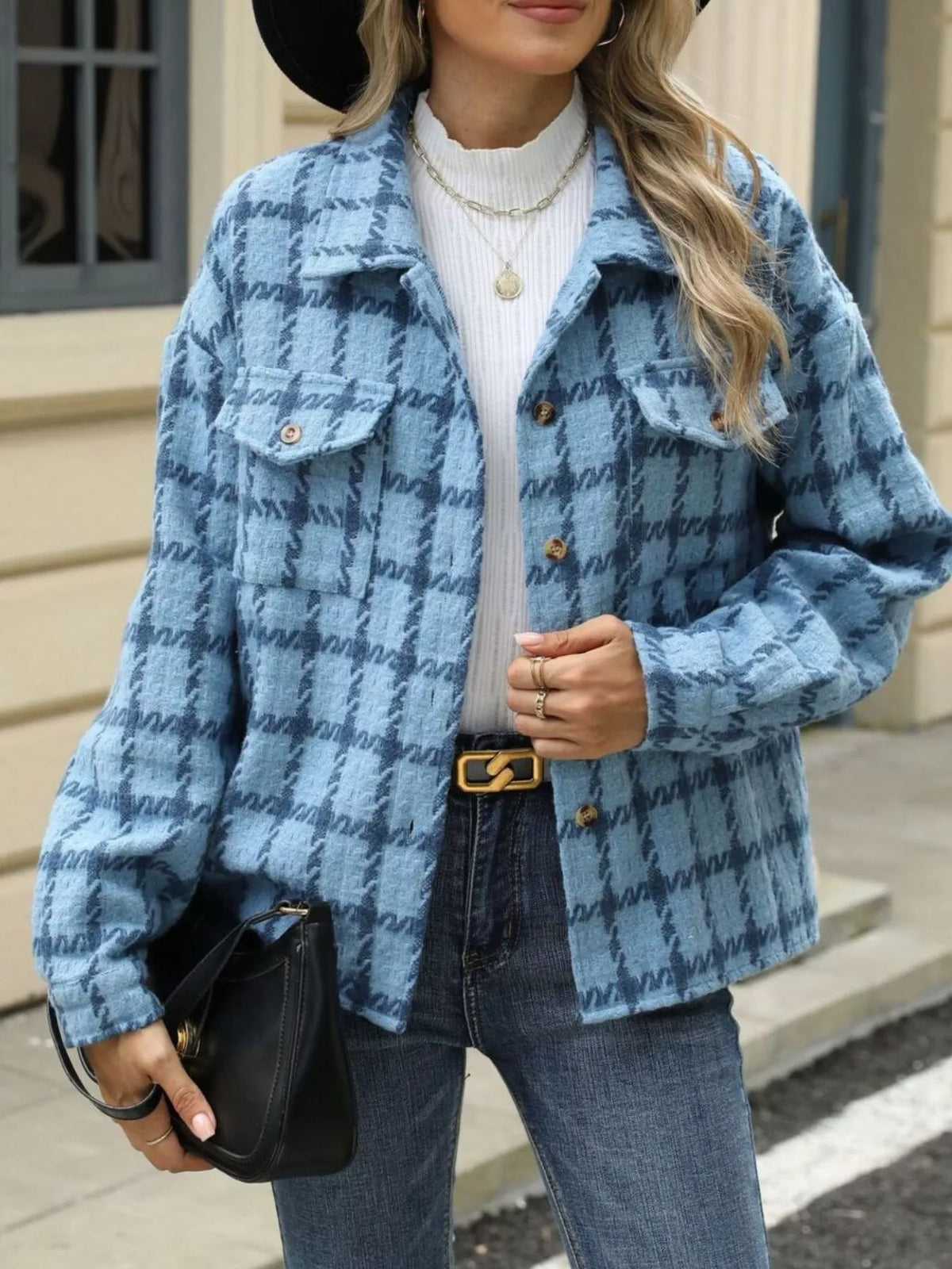 Plaid Button Up Long Sleeve Jacket (15)