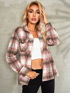 Plaid Button Down Collared Jacket (8)