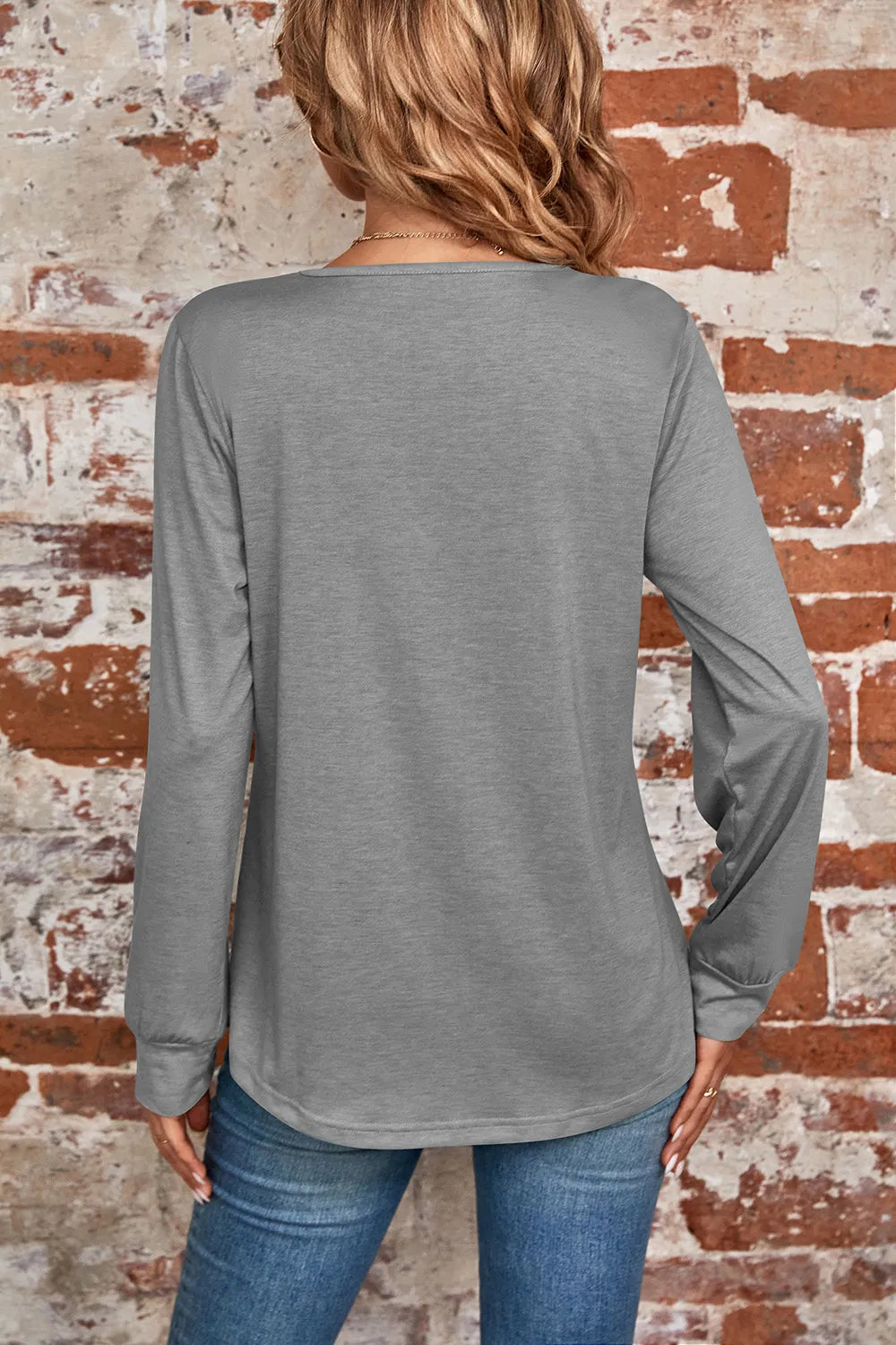 Ruched Square Neck Long Sleeve T-shirt (18)