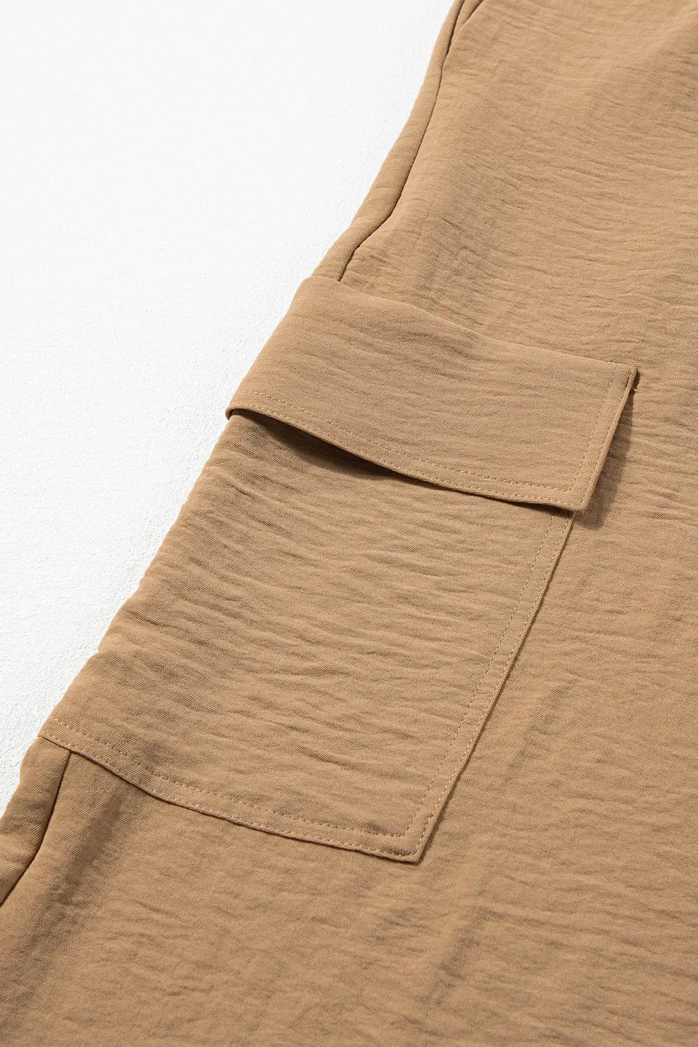 Drawstring Frilled Waist Wide Leg Utility Trousers (9)