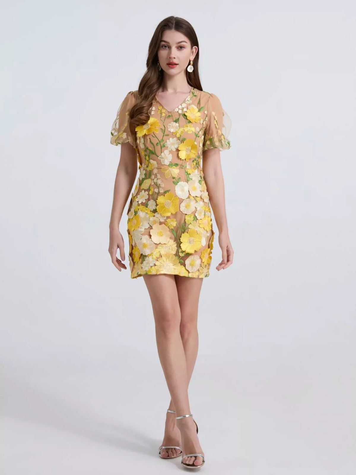 Floral Puff Sleeve Mini Dress (6)