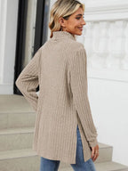Slit Mock Neck Long Sleeve T-shirt (24)