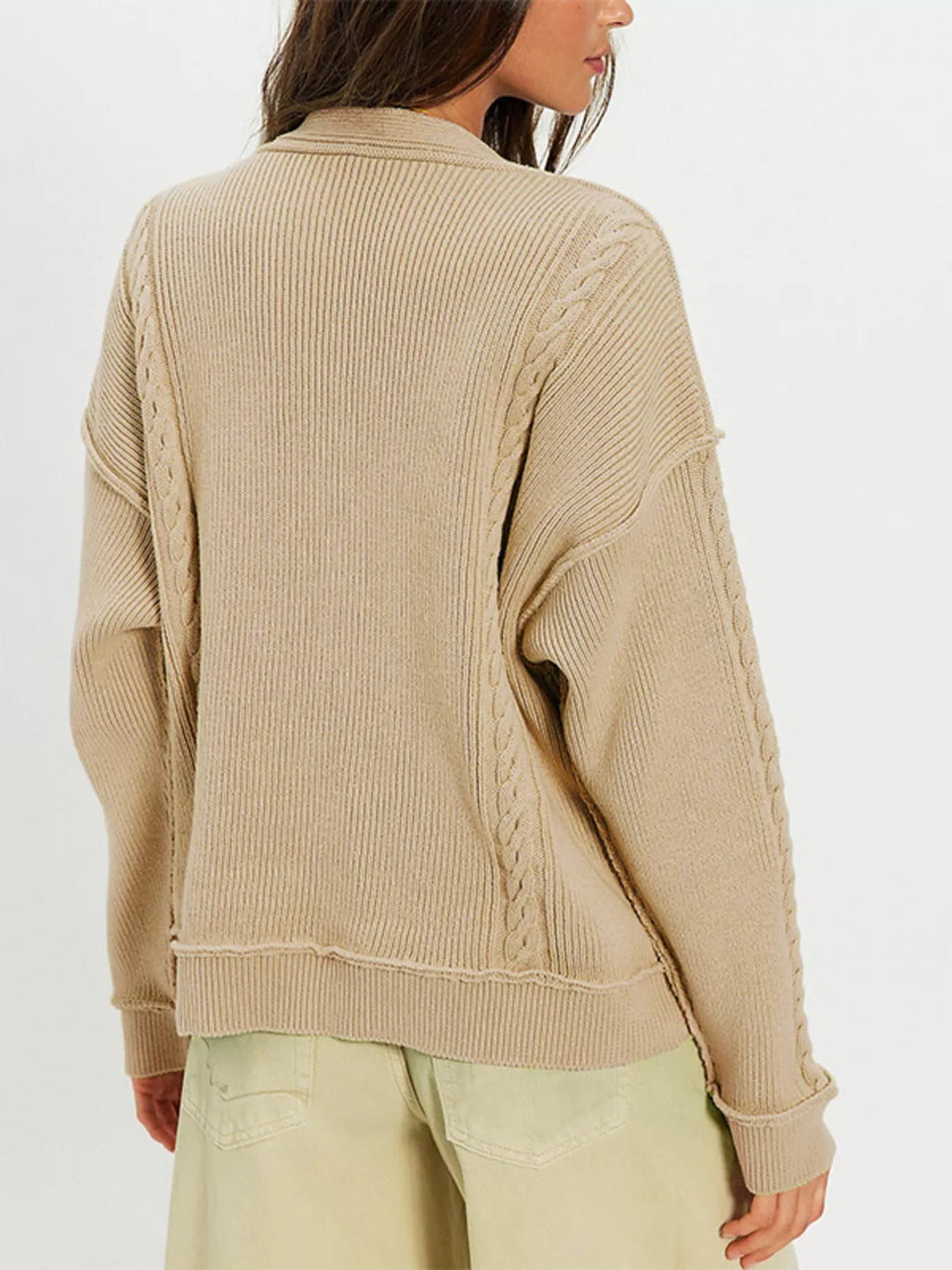 Double-breasted Cable Knit Cardigan (5)
