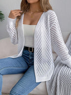 Openwork Open-front Long Sleeve Cardigan (4)