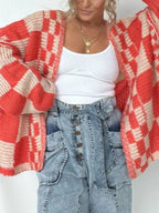 Plaid Open Front Long Sleeve Cardigan (3)