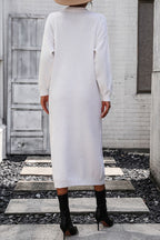 Notched Neck Dropped Shoulder Button-down Midi Dress (15)