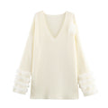 Casual V-neck Cuff Furry Knitted Dress variant CJJK256935902BY|CJJK256935903CX|CJJK256935904DW