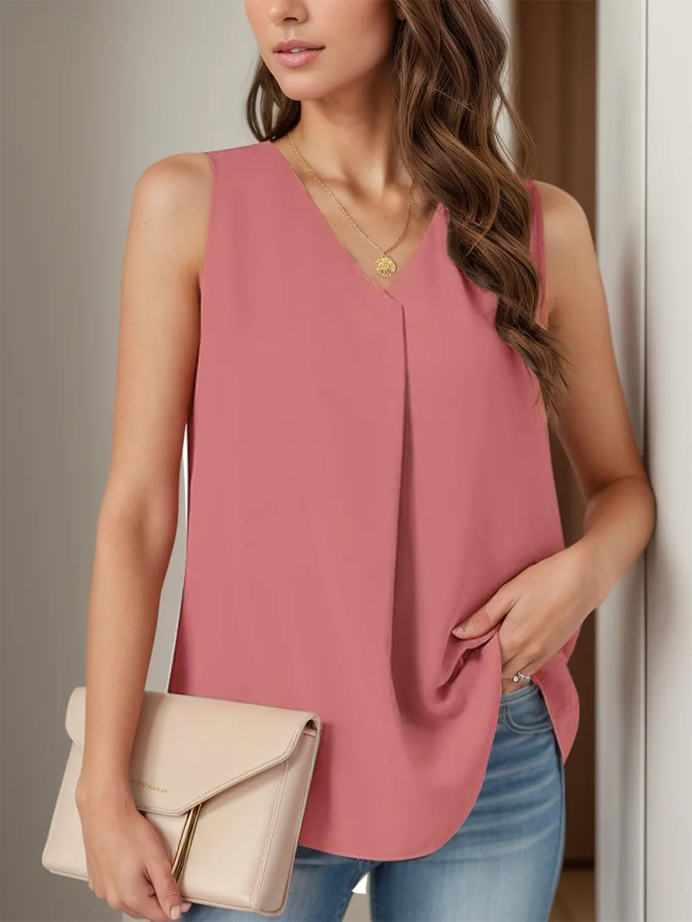 Full Size Ruched V-neck Tank (9)