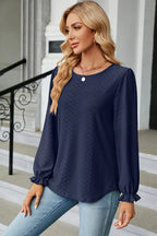 Round Neck Flounce Sleeve T-shirt (10)
