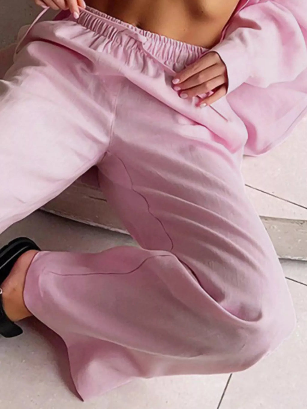 Relaxed Fit Button Up Shirt Pants Two-piece Set (4)