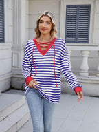 Lace-up Striped Long Sleeve T-shirt (21)