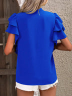 Ruffle Sleeve Notched Blouse (16)