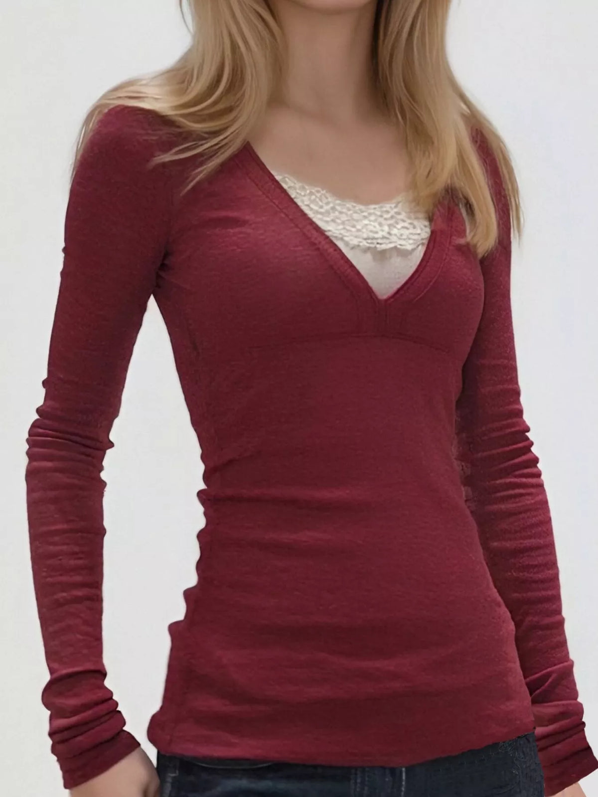 Long Sleeve T-shirt Lace Detail