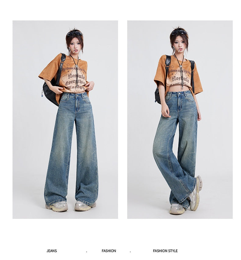 Wide Leg Jeans High Waist Baggy Straight Trousers photo 5