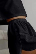 Eyelet Round Neck Top Shorts Set (10)