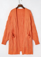 Cable-knit Dropped Shoulder Slit Cardigan (5)