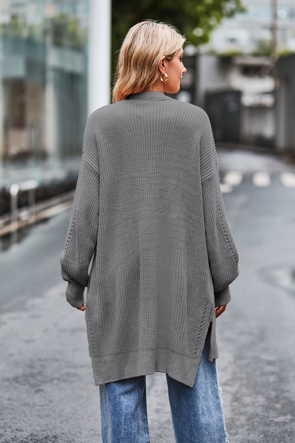 Open Front Dropped Shoulder Longline Cardigan (12)
