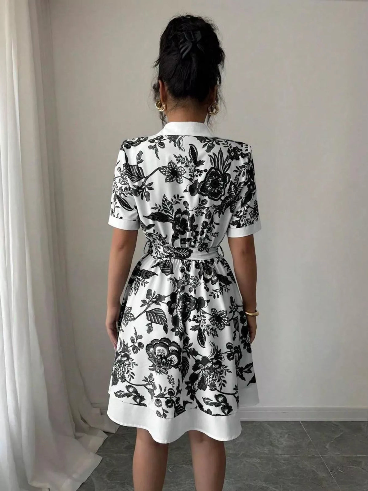 Floral Print Button-front Shirt Dress (2)
