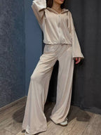 Zip Up Hoodie Wide-leg Pants Set (3)